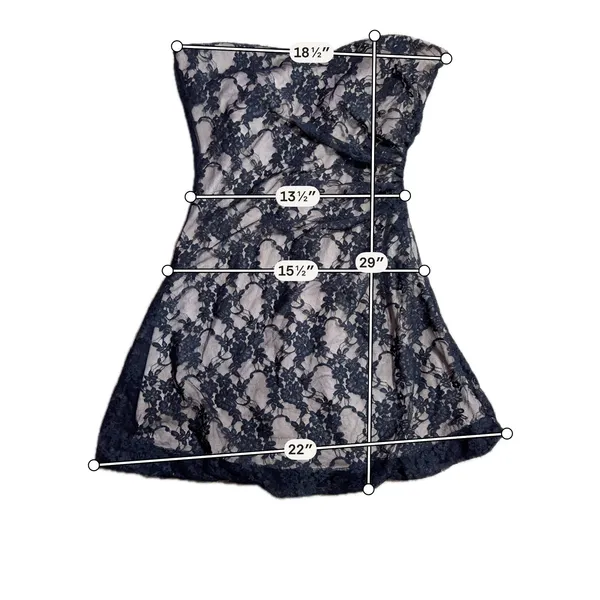 Twenty One Black‎ Floral Lace Strapless Sweetheart Mini Dress Nude Lining Small - Image 3