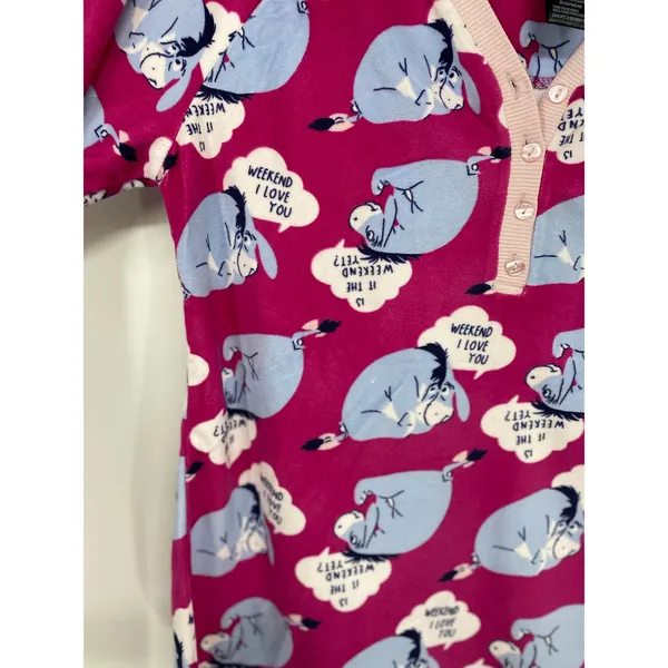 Disney Eeyore Womens Pink Pajama Sleepwear Top Shirt NEW Medium - Image 4
