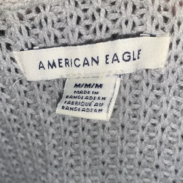 American Eagle Light Gray Open-Front Long Cardigan Sweater Pockets Drapey - Image 4