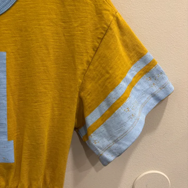 Sundry Rugby Slub Midi Dress Mustard Yellow Blue Varsity Graphic Retro‎ Sport XS - Image 5