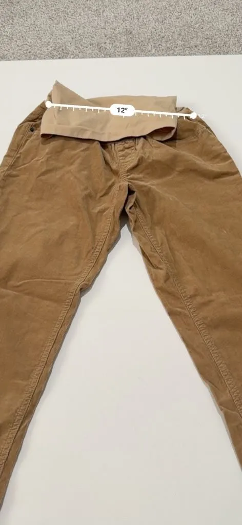 A Pea in the Pod Maternity Tan Brown Corduroy Pants with Secret Fit Belly Panel - Image 10