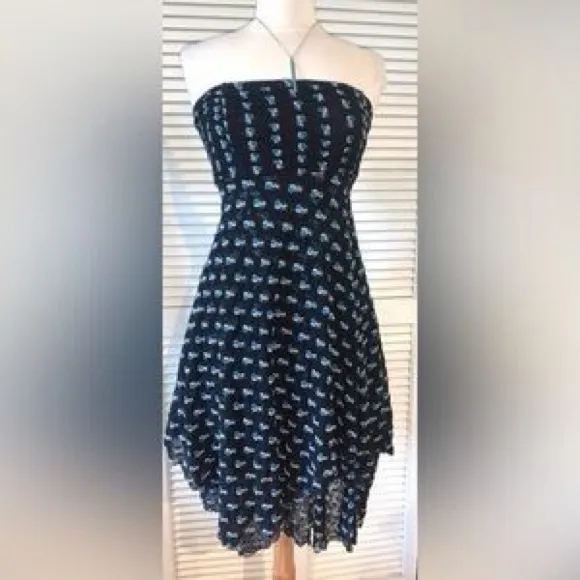 Free People Vintage Embroidered Strapless Dress Mesh Tiered Whimsigoth Medium - Image 8