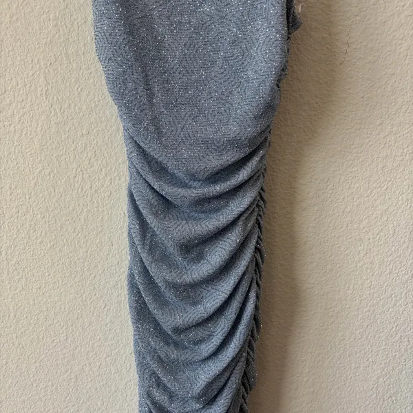 NWT B. Darlin Light Blue Glitter Ruched One-Shoulder Mini Dress Size 2 - Image 5