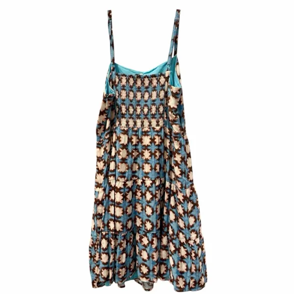 LOFT Geo Print Mini Dress Boho Indie Coastal Summer Size 6 Blue Spaghetti Strap - Image 11