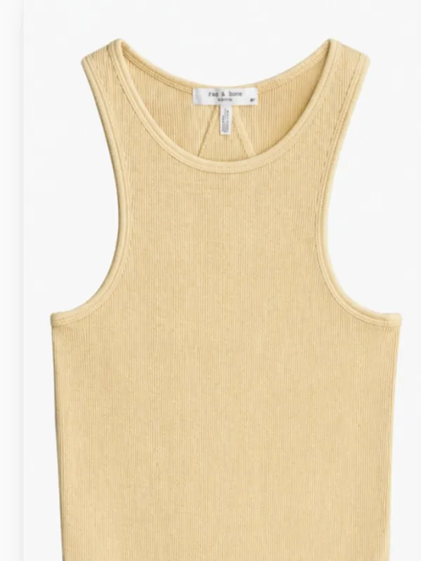 Rag & Bone Essential Rib Knit Tank Top Organic Pima Cotton Butter Yellow M $95 - Image 3