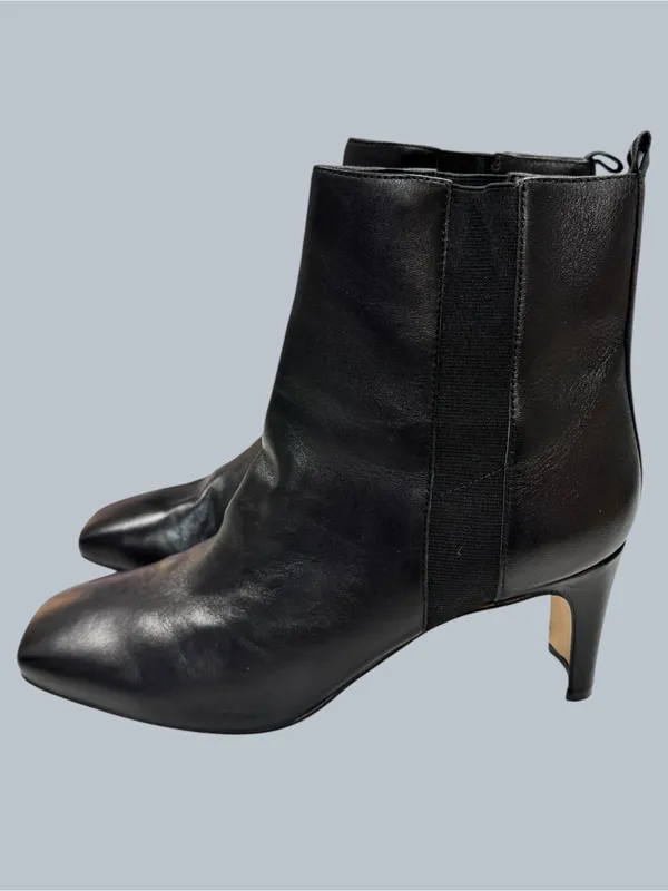 Calvin Klein Cassia Black Leather Square Toe Chelsea Ankle Booties 11M - Image 3