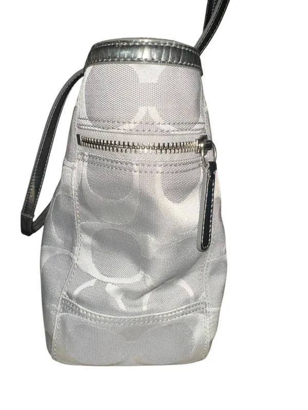 Coach Signature Canvas Tote Gray Silver Stripe M0849-13280 - Image 5