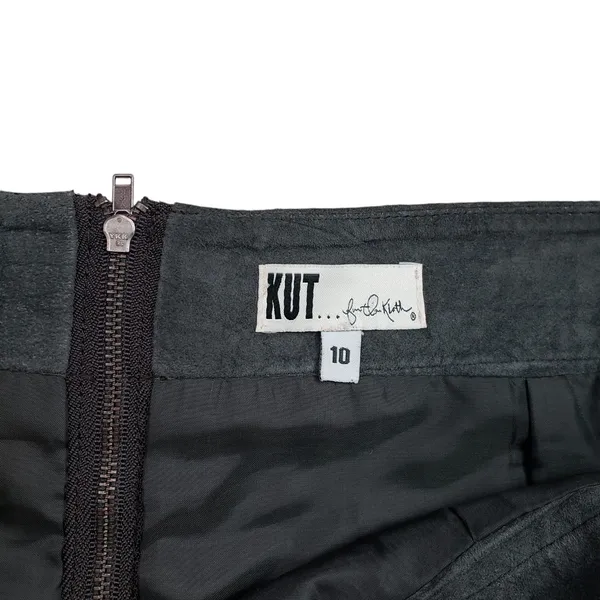 Kut From The Kloth Suede Leather Mini Skirt Womens 10 Gray Lined Pockets - Image 4