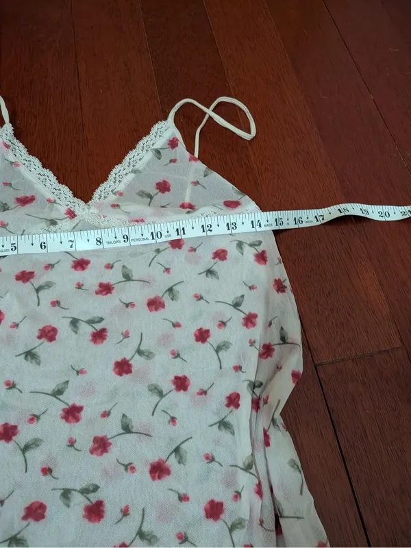 Eberjey Rose Floral Lace Trim Chemise Slip Dress Size M/L - Image 5