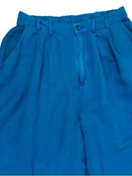 Young Fabulous and Broke Wide Leg Linen Blend Pants in Teal Blue - Image 3