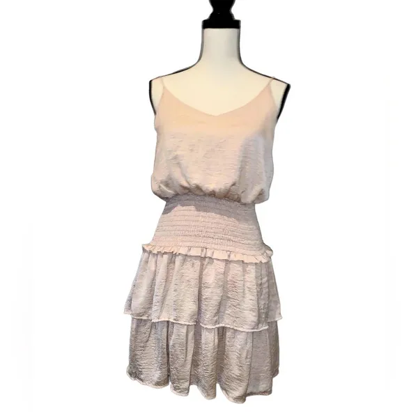 She + Sky Frilly Layered Cream Dress Size Medium - Image 6