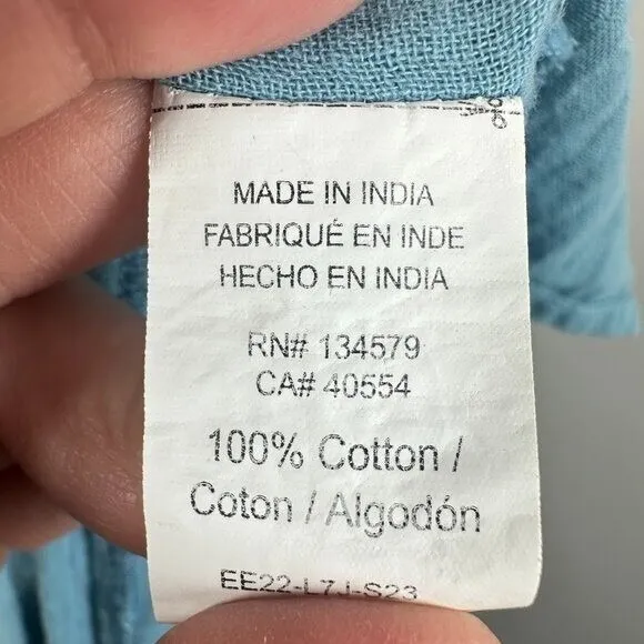 Sundry for Evereve Size 0 Light Blue Brushed Cotton Tiered V Neck Mini Dress - Image 3
