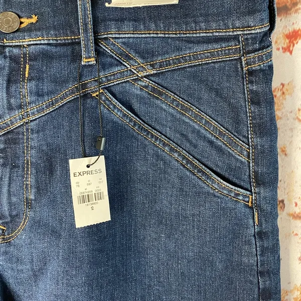 Express Shortie Vintage Super High Rise Western Denim Jean Shorts 12 Cutoff - Image 4
