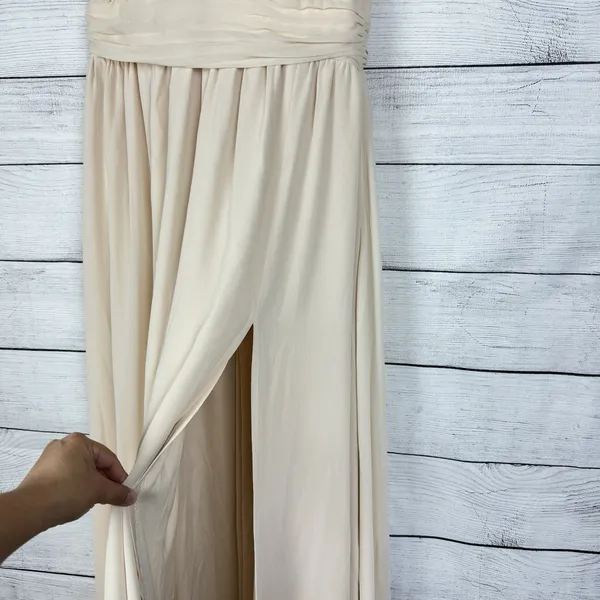 Lulus Heavenly Hues Cream Maxi Chiffon Dress Sz Medium Wedding‎ Bridesmaid Gala - Image 6