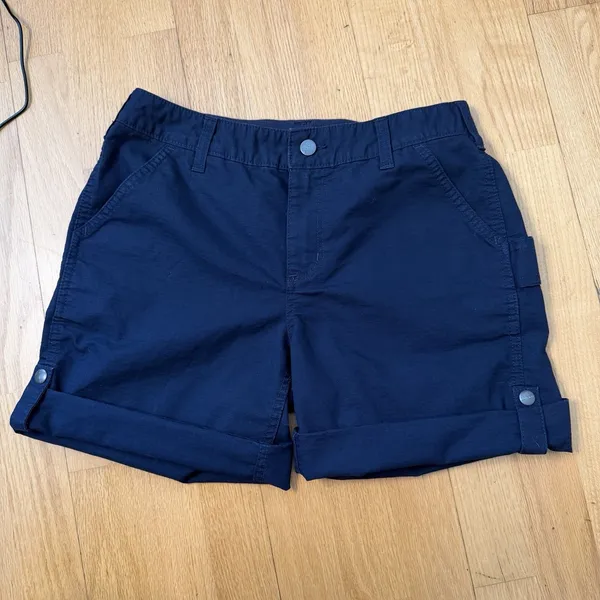 Carhartt Women's Original Fit Smithville Ripstop Shorts Blue 8 EUC Gorp Roll Up - Image 2