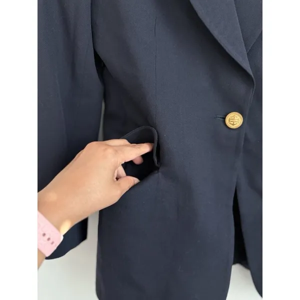Ann Freedberg Vintage‎ Blazer Women's Size 6 Navy Crawford Wool USA Preppy - Image 8