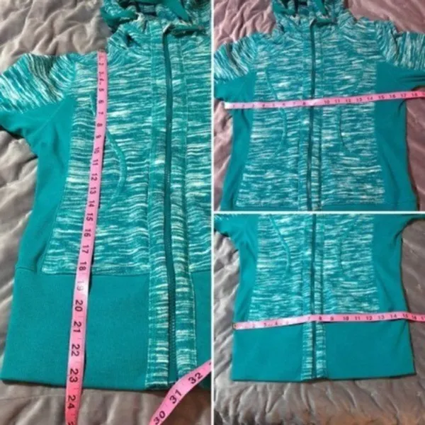 Zella Marled Hoodie Zipper Sweatshirt Jacket Long Sleeves Teal S - Image 8