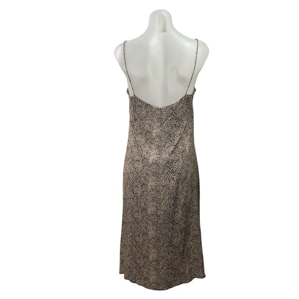 MNG Mango Beige Leopard Animal Print Sleeveless Slit Cami Tank Midi Dress Size 6 - Image 3