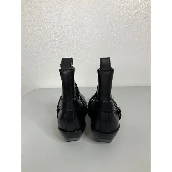 Madewell Black Leather Harness Ankle‎ Boots Square Toe Western Moto Womens 7 - Image 4