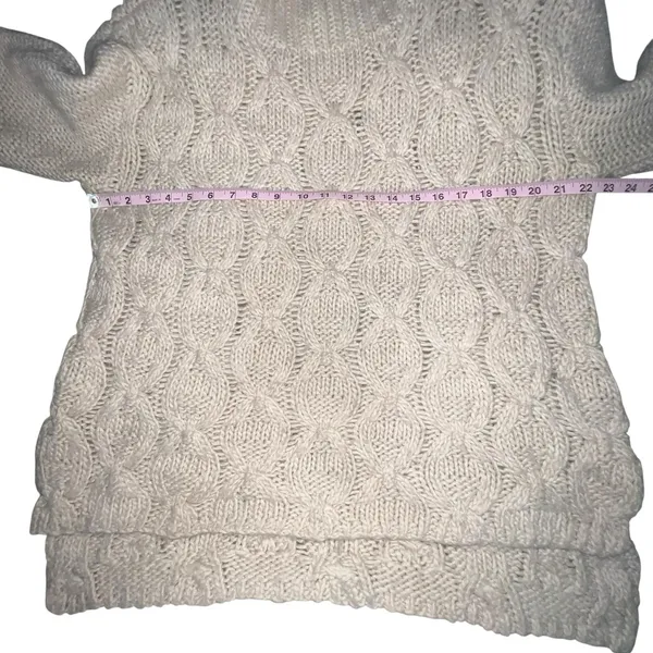 H&M Pullover Sweater Cable Knit High Collar Wool‎ Alpaca Blend Beige Size Medium - Image 4