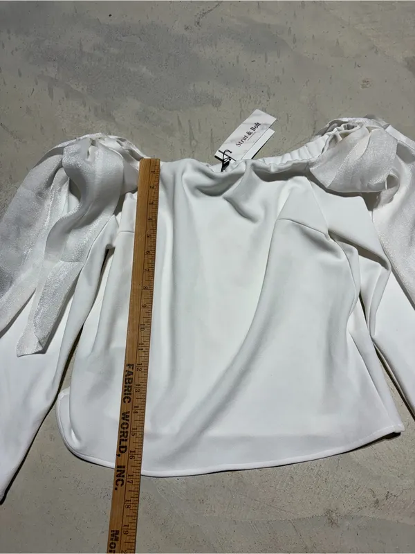 Strut & bolt NWT Off-Shoulder White LONG Sleeve Women's Top medium MSRP$65 - Image 7