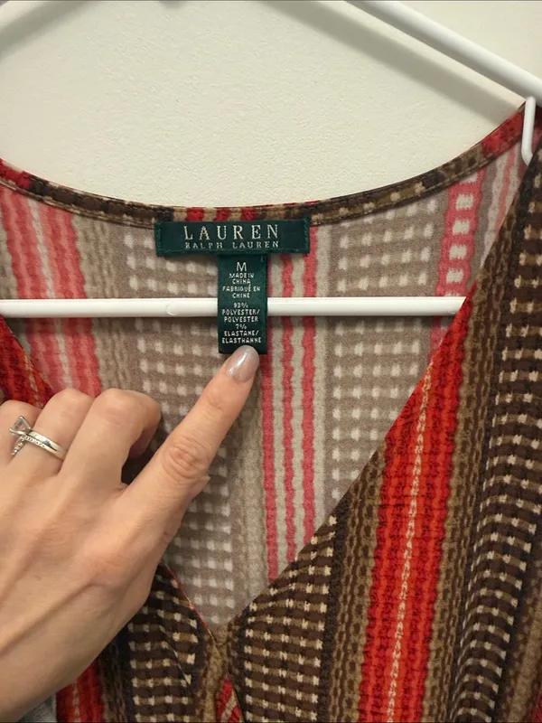 Lauren Ralph Lauren Striped Wrap Maxi Dress Handkerchief Hem - Image 3