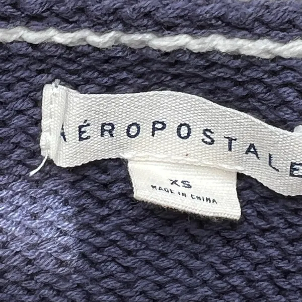 Aeropostale rugby stripe v-neck sweater beachy coastal navy and cream oversized - Image 4
