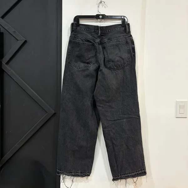 H&M Women’s Black Baggy Fit Distressed Ripped Jeans 30 Waist Frayed Hem - Image 6