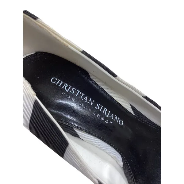 Christian Siriano Black and White Striped Stiletto Pumps, Size 7 SKU 680 - Image 6