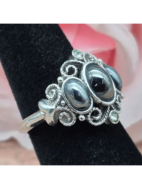 Vintage 70's AVON Midnight Splendor Hematite Ring Witchy Whimsigoth Size 7.5 - Image 7