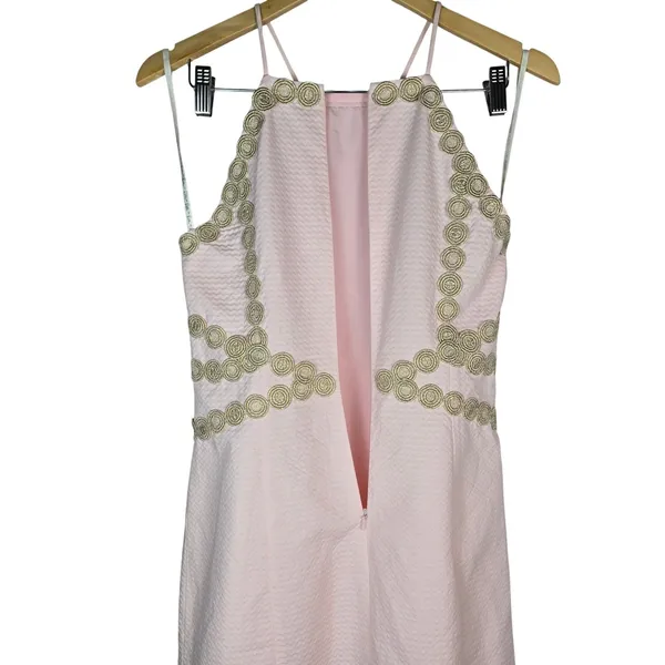 Lilly Pulitzer Pearl Shift Dress Paradise Tint Pink Gold Embroidery 28998 2 - Image 4