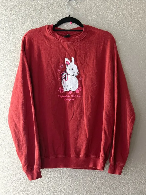 Urban Outfitters Not For Everyone Bunny Graphic Sweatshirt Red Oversized S - Image 6