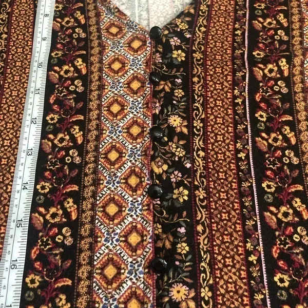 Daytrip Boho Button Down Floral V-Neck Flowy Long‎ Sleeve Top L - Image 13