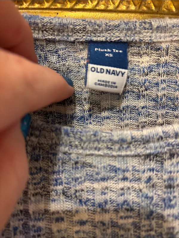 Old Navy Blue Space Dye Ribbed Long Sleeve Plush Tee - Size XS - Image 3