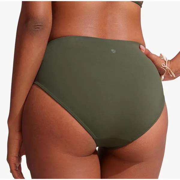 CRZ YOGA Mid Waisted Bikini Bottoms Dark Olive Size S (4-6) New With Tags - Image 2