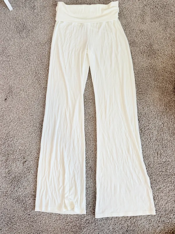 NWT Skims Women's Foldover ribbed Pants Soft Lounge in marble size large - Image 4