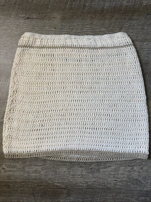 White Fox Cream Crochet Beach Mini Skirt XS/S - Image 3