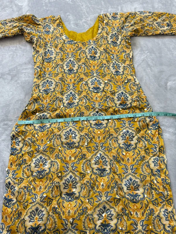 Yellow Kameez with Trouser Suit Size XS - Image 7