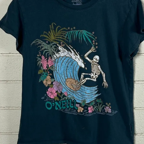 O’Neill Surf Skeleton Gray Tee size L - Image 7