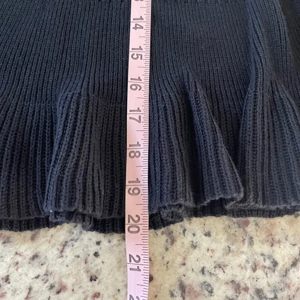 Free People Ribbed Knit Mini Skirt Womens Small Black Coquette Flounce Skater - Image 7