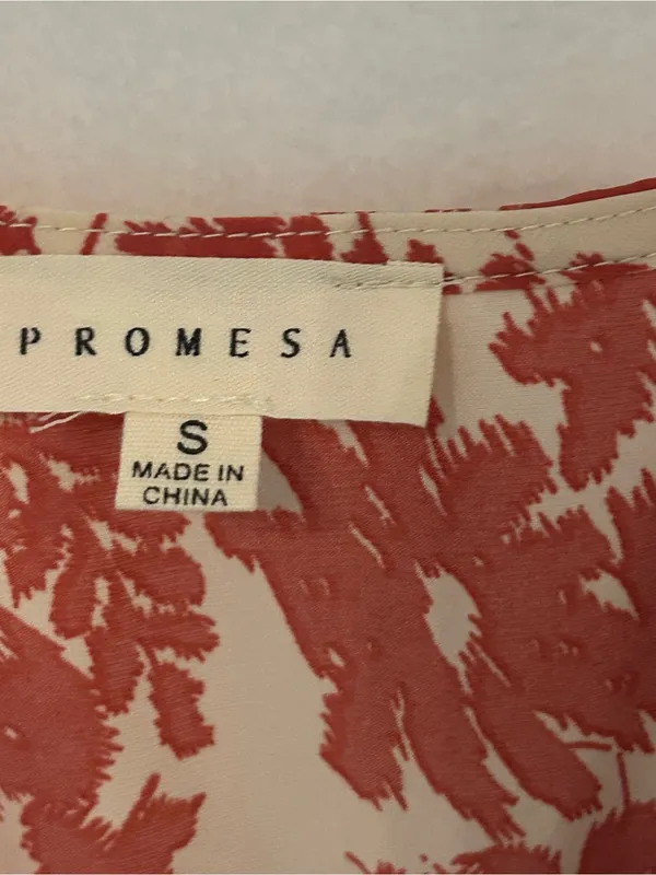 Prómesa Cream Dress with Coral-Red Floral Print - Image 4