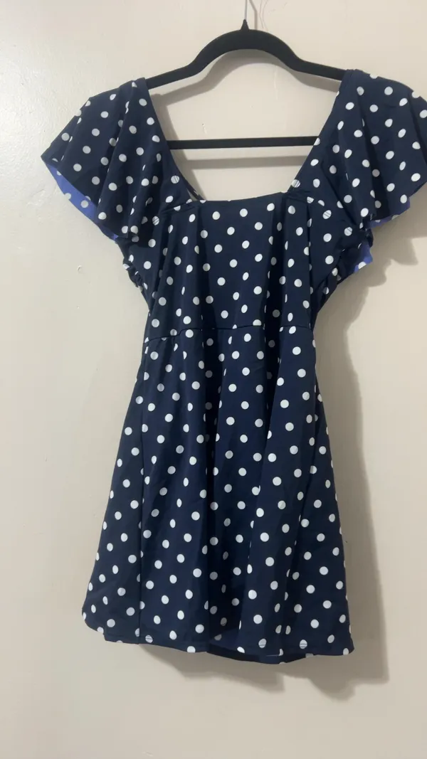 d&co. navy & white polka dot swim dress size 2 - Image 2