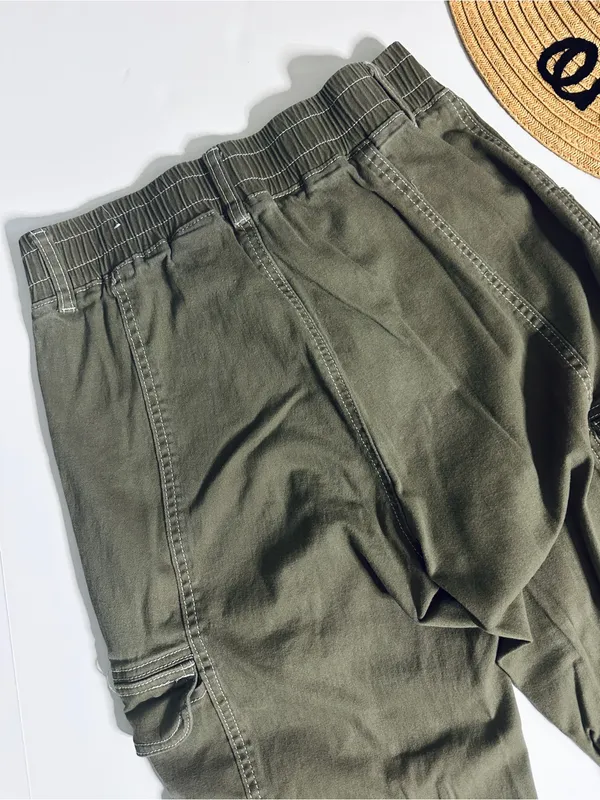 Y2K 90s Green Utility Cargo Pants Size 9/10 Stretch Military - Image 6