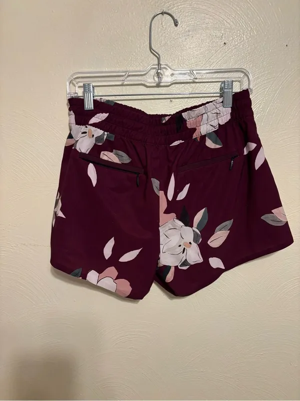 Athleta Floral Athletic Running Shorts Burgundy Pink Women’s Size 4 - Image 8