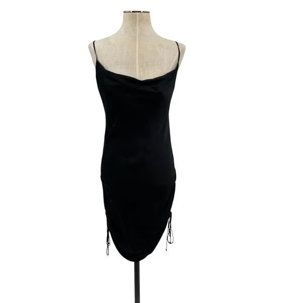 Aritzia‎ Wilfred Only Ruched Slip Dress Mini Sleeveless Black Size Small - Image 3