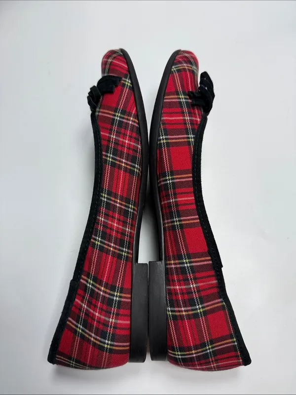 L.L. Bean Plaid Tartan Bow Ballet Flats S-546 Sz 7.5 - Image 6