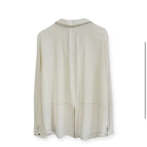 The Porter Collective Off White Cowgirl Frayed Hem Button Up Tunic Shirt 350 - Image 2