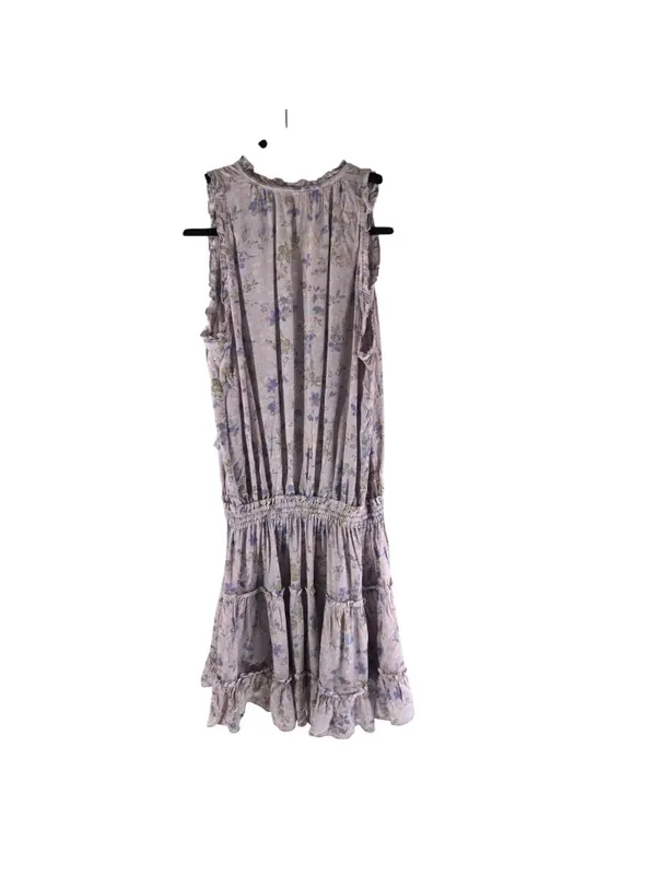Were All Pretty Girls Floral Ruffle Hem Sleeveless Dress Small Purple Rayon - Image 2