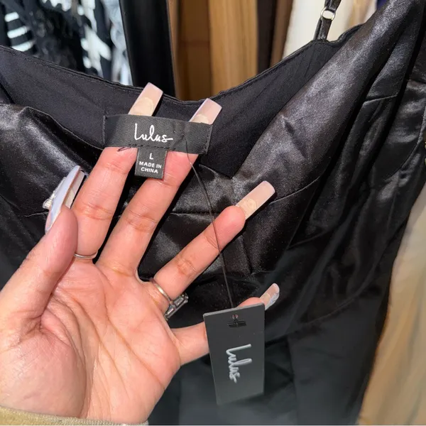 Lulus Something To Celebrate Black Satin A-Line Midi Dress With Pockets - Image 9