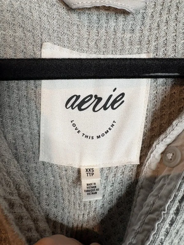 Aerie grey LumberJill waffle button down shacket - Image 3